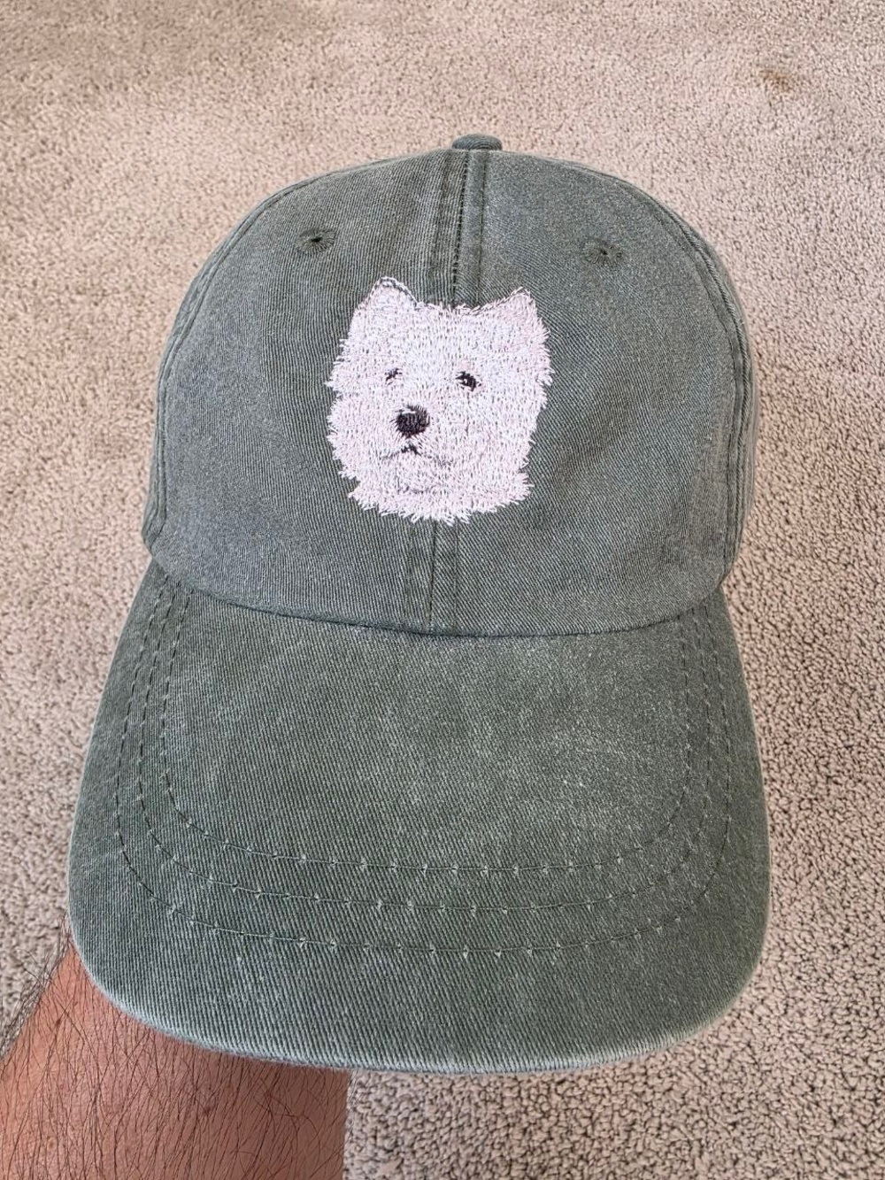 ADAMS LP101 Westie West Highland White Terrier Embroidered Green Dad Hat Cap